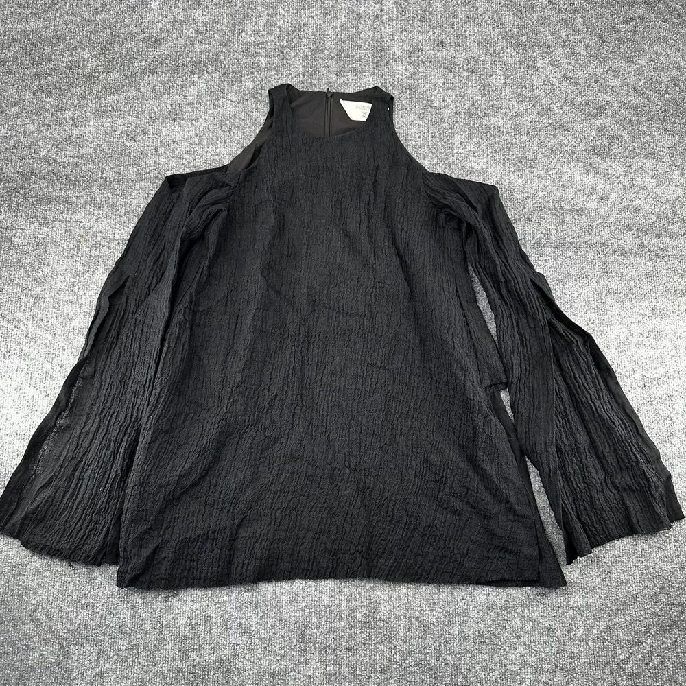 Kitx Tunic Top Womens 4-6 Black Crinkle‎ Linen Off Shoulder Witchy Academia Goth